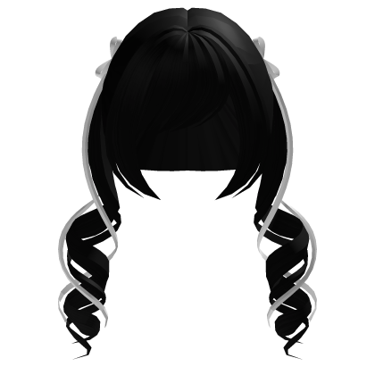 Curly Ribbon Pigtails (Black) Roblox item