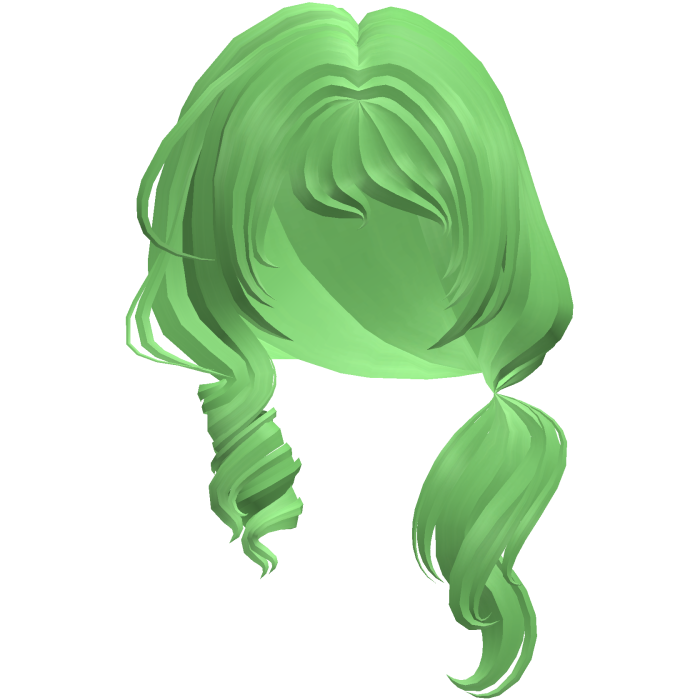 Soft Swirly Curled Side Ponytail (Green)