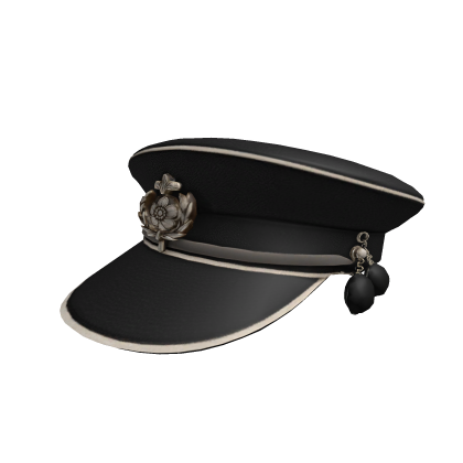 Black Silver Crest Captain Hat