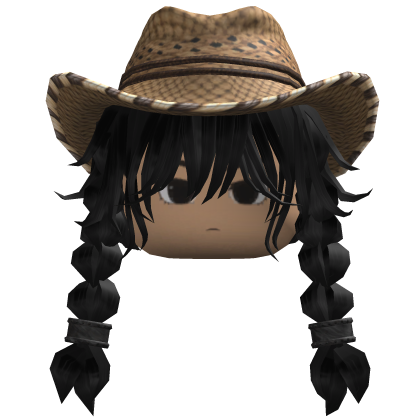 Braided Hair w/ Cowboy Hat (Black)