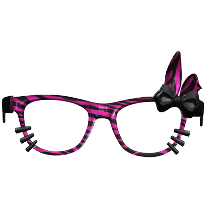 Pink Zebra Scene Bunny Ear Glasses Bow Roblox item
