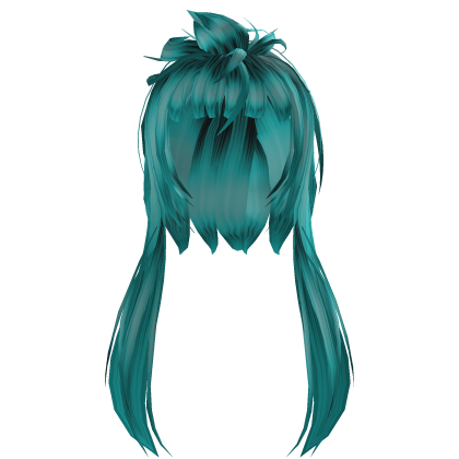 y2k teal messy shaggy short bob Roblox item