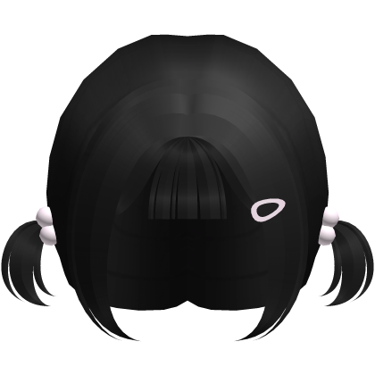 ♡ ⋮ cute low pigtails w/ pink hairclip in black Roblox item