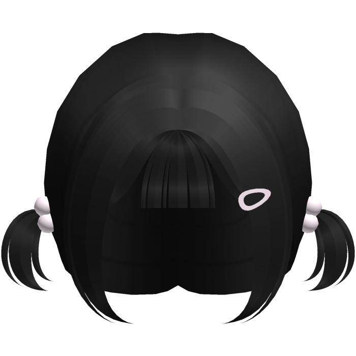 ♡ ⋮ cute low pigtails w/ pink hairclip in black