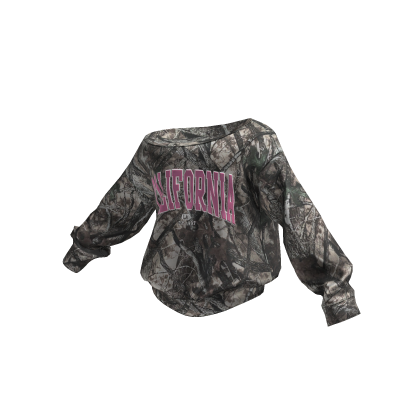 Oversize Off Shoulder Sweatshirt (Camo) thumbnail