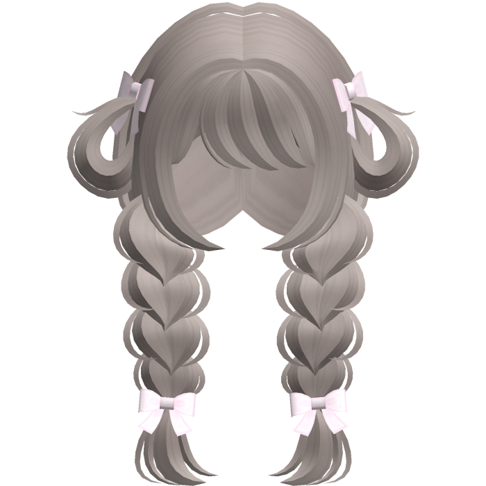 ♡ : kawaii ash bunny loop low braids 