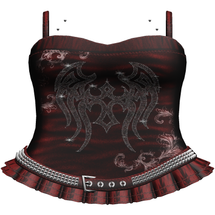 Grunge Red Emo Rhinestone Dress