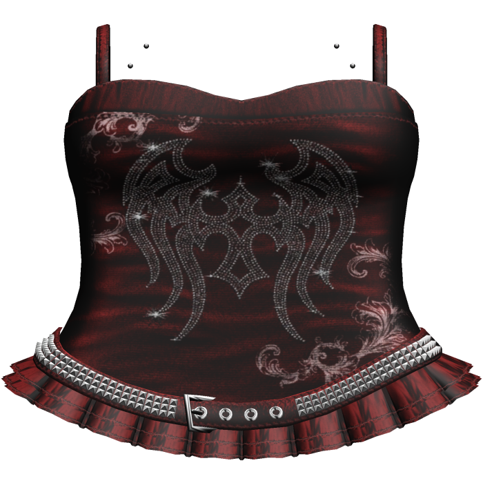 Grunge Red Emo Rhinestone Dress