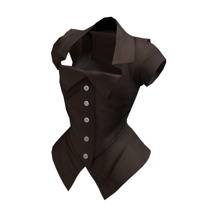 Brown Vkei Corset Blouse Office Button-up