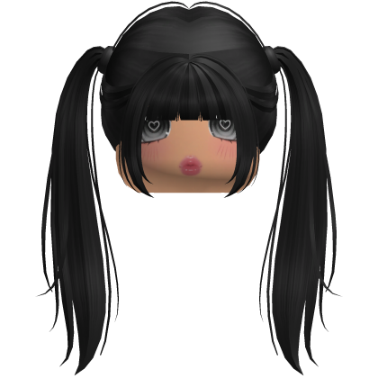 Black Long Pigtails w/ Bangs Roblox item