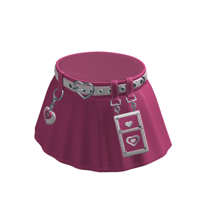 Valentines Heart Charm Belted Skirt  - Pink White