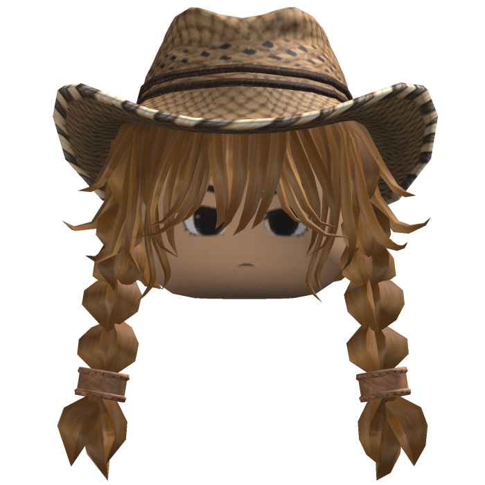Braided Hair w/ Cowboy Hat (Brown)