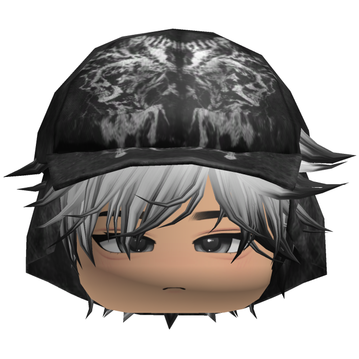Emo Anime Spikey Boy Hair w/ Black Hat Black White