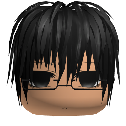 Black Lifeless Hair & Glasses Tired Anime Face Roblox item