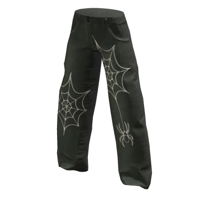 Green Baggy Webbed Spider Jeans