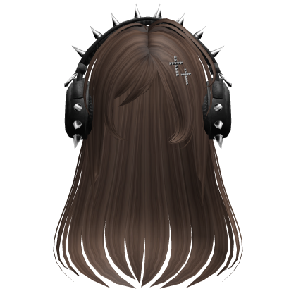 Punk Straight Hair W/ Headphones Brown V2