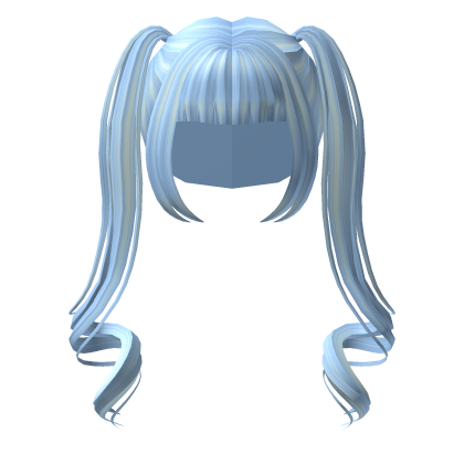 Pastel Blue Long Kawaii High Pigtails