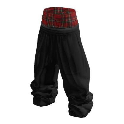 Y2K Black Baggy Sweats w/ Red Flannel Layer