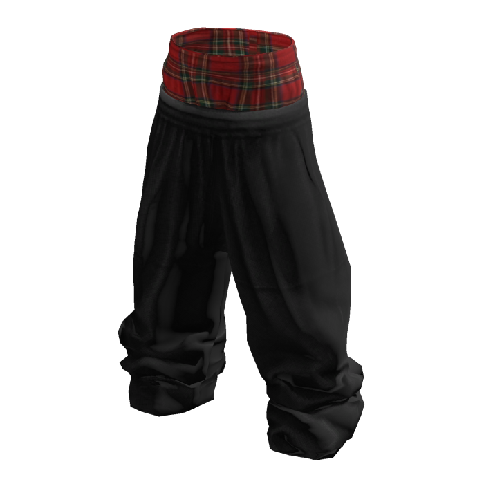 Y2K Black Baggy Sweats w/ Red Flannel Layer