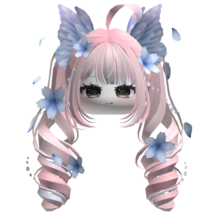 Mystical Sakura Petal Pigtails (Pink&Blue)