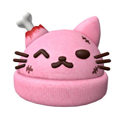Pastel Pink Zombie Cat Beanie