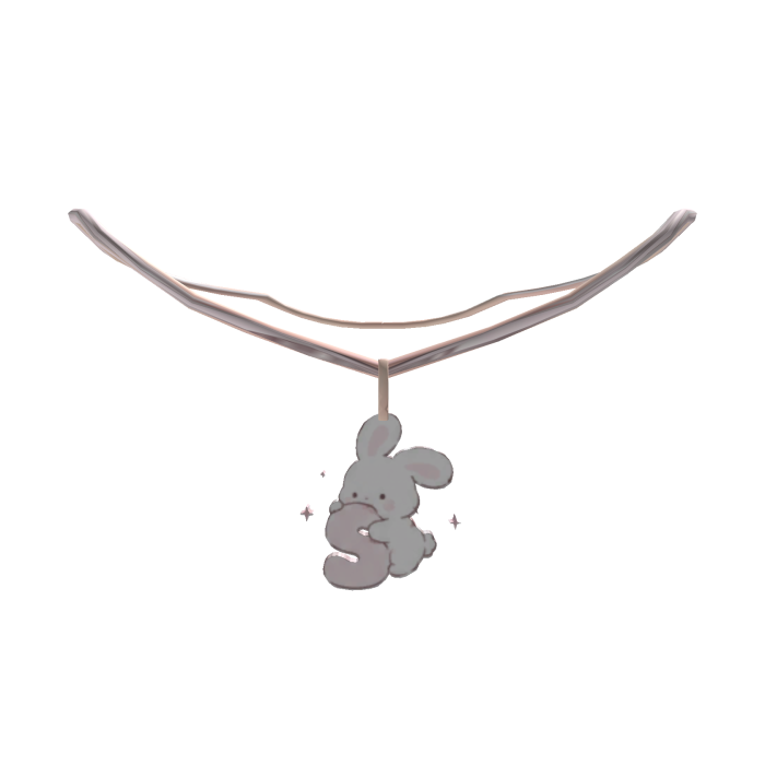 cute s pink bunny initial necklace 1.0