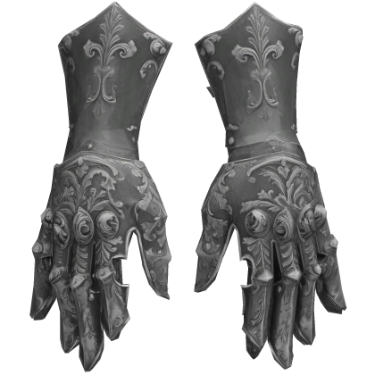 Silver Ornate Medieval Knight Armor Gauntlets thumbnail