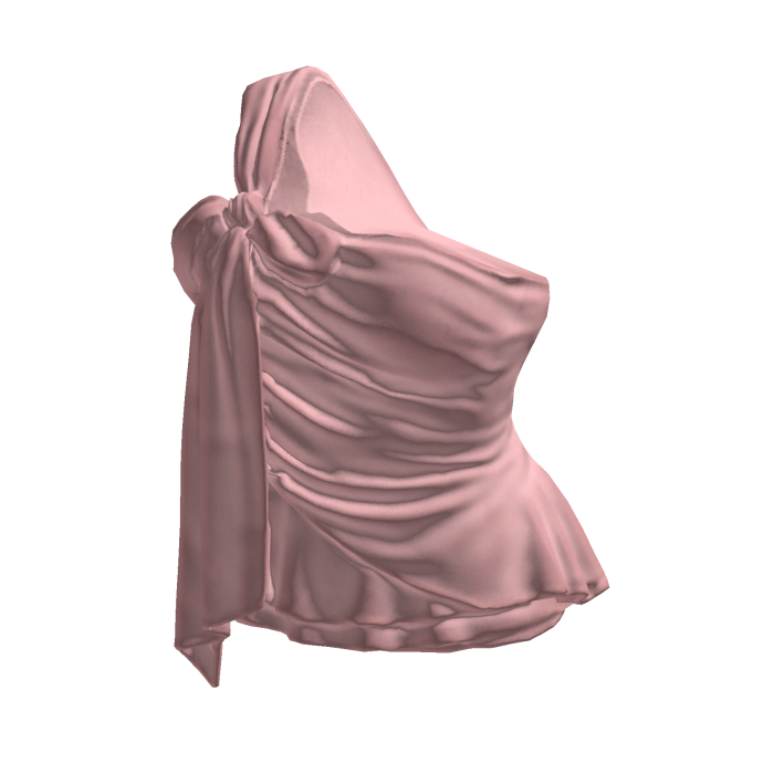 Draped Top with Bow and Ruffle Hem (Pink)