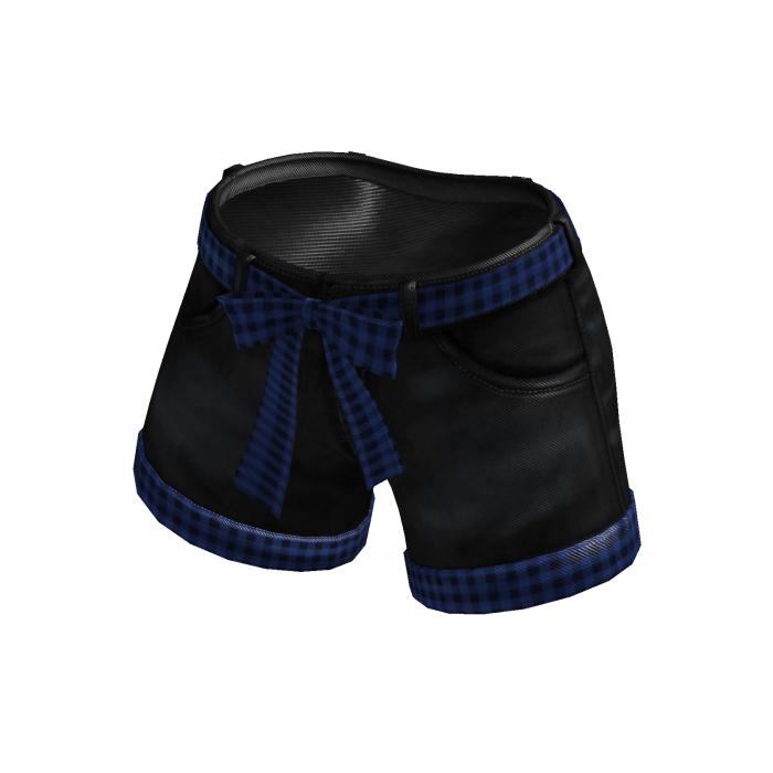 ✨Bow Belt Folded Black  Shorts / Navy Gingham