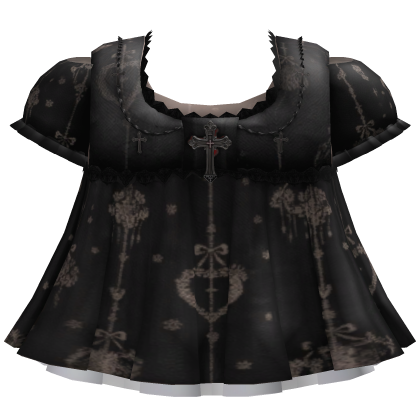 Black Goth Babydoll Dress with Jesus Cross Details