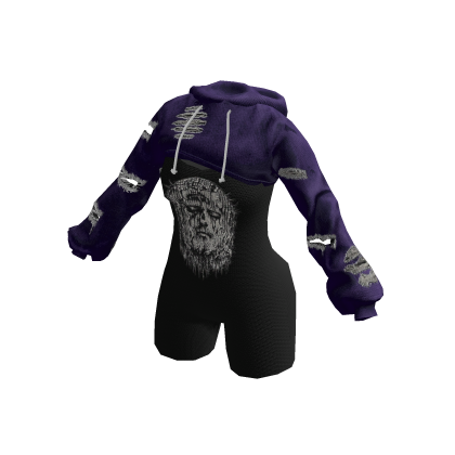 🖤Y2K Gothic Christcore Hoodie Purple🖤 thumbnail