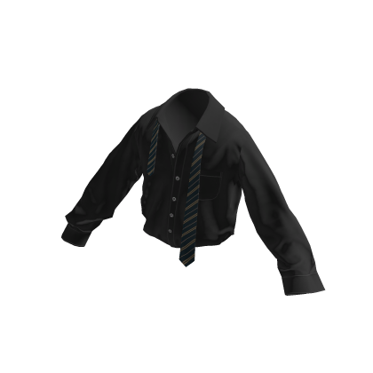 💗Y2K LOOSE TIE CASUAL SHIRT _ BLACK