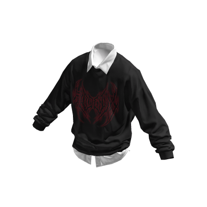 Layered Black Sweater Shirt w/ Red Print Graphic