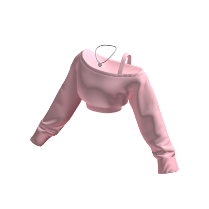 Pink Cropped Off Shoulder Shirt & Heart Necklace