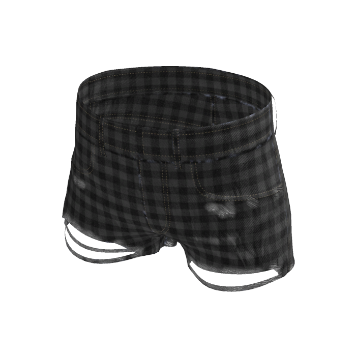 Black Plaid Denim Shorts [PBR]