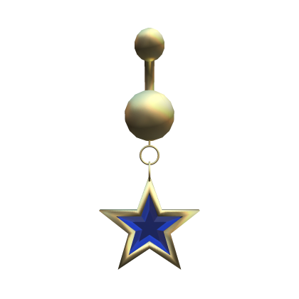 Gold Star Belly Button Piercing w/ Blue Gem (3.0)