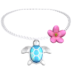 ♡ tropical turtle flower summer necklace