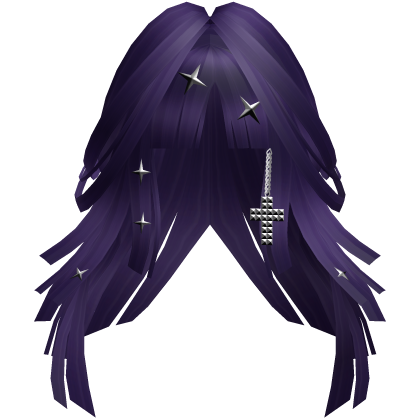 Purple Goth Punk Layered Long Hair w/ Cross