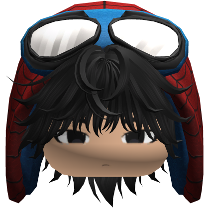 Spider Hood Boy Messy Black Hair w/ Face Roblox item