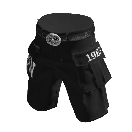 💜 Y2K Chrome Buckle Cargo Shorts_ Black