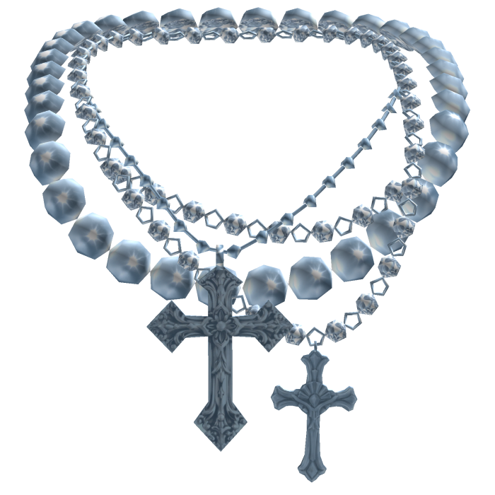 Ice Blue Pearl Layered Jesus Cross Necklace Rosary