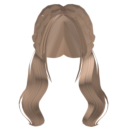 Preppy Blonde Curly Low Pigtails with Crown Braid