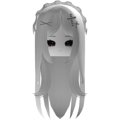 ♡ moe vkei girl hair w headress + mask (white) Roblox item