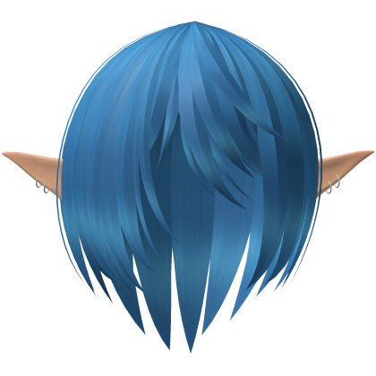 Blue Soft Emo Sleek Anime Messy Hair w/ Elf Ears