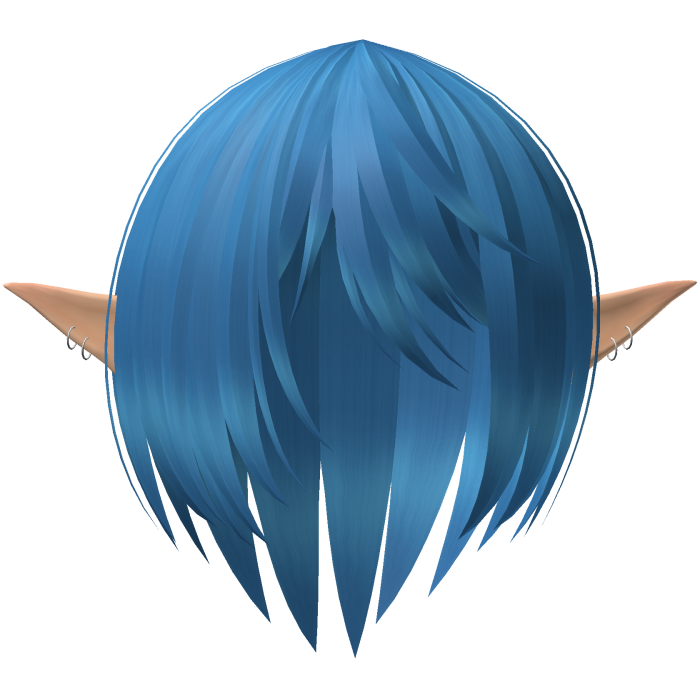 Blue Soft Emo Sleek Anime Messy Hair w/ Elf Ears