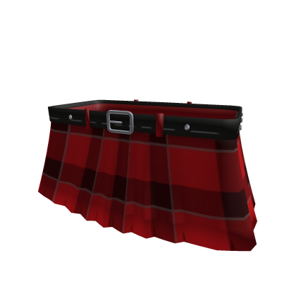 1.0 Plaid Skirt Red Black Belt Pleated Goth Emo