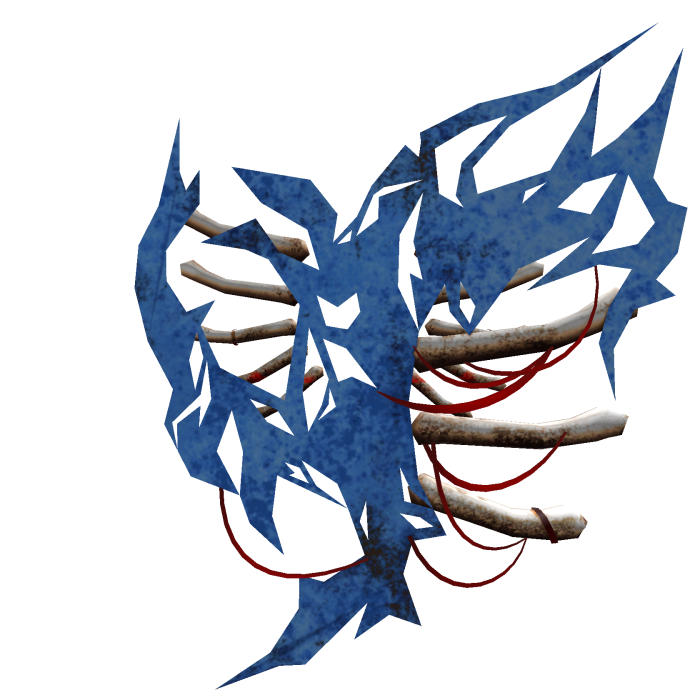 Blue Tattered Snow White Creepy Ghost Ribs 