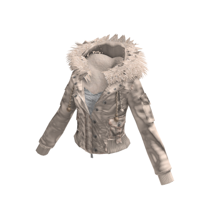 Jacket with Fluffy Collar (Beige)