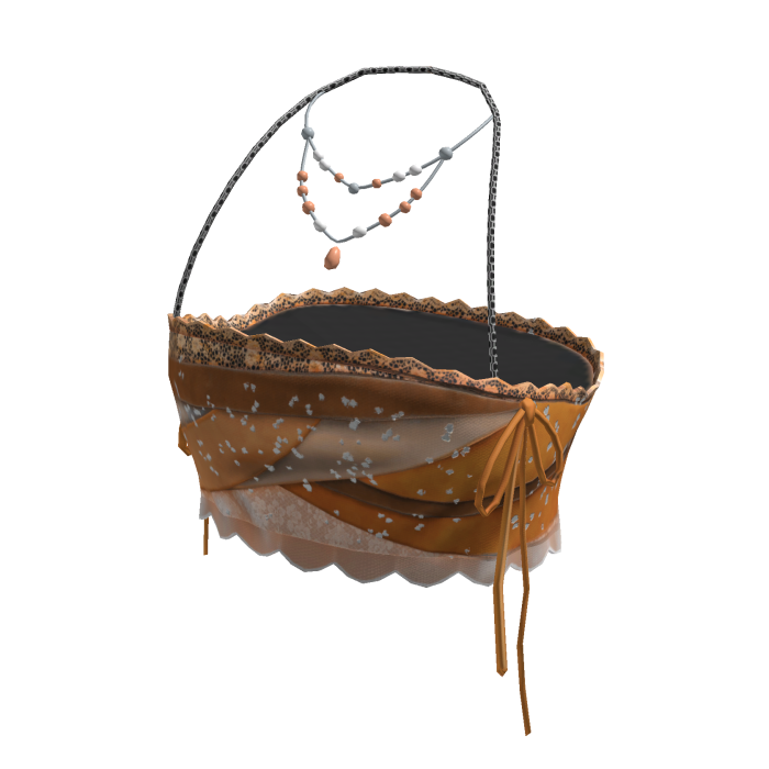 Coquette Lace Tube Top w/ Pearl Necklace (Orange)