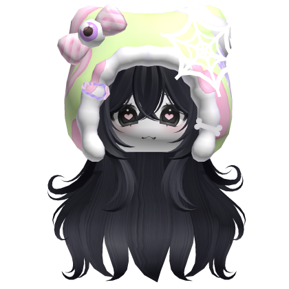 Kawaii Anime Hair w/ Pastel Goth Hood  (Midnight)